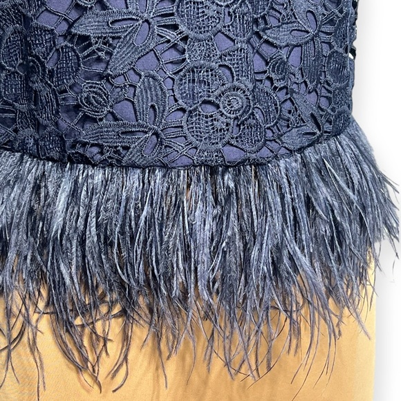 Anthropologie navy blue Feathered Fringe lace sleeveless Top by Greylin size S - Picture 5 of 11